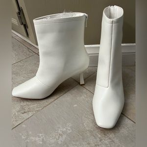 Lulu’s Squared Toe White Booties